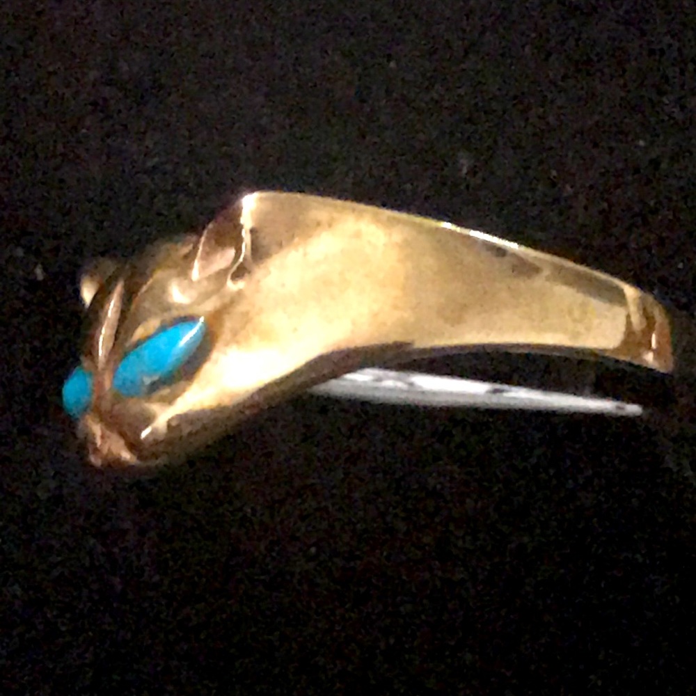 Vintage Copper Turquoise stone CAT 🐱 Ring NWT - Picture 3 of 5